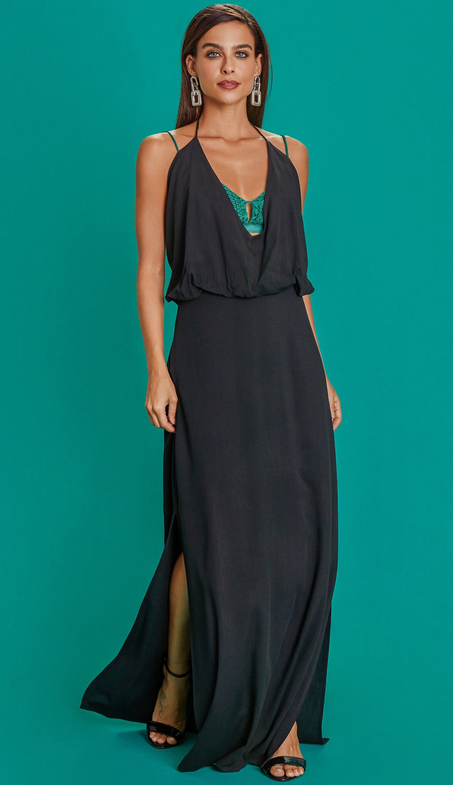 Vestido Manu Preto/verde