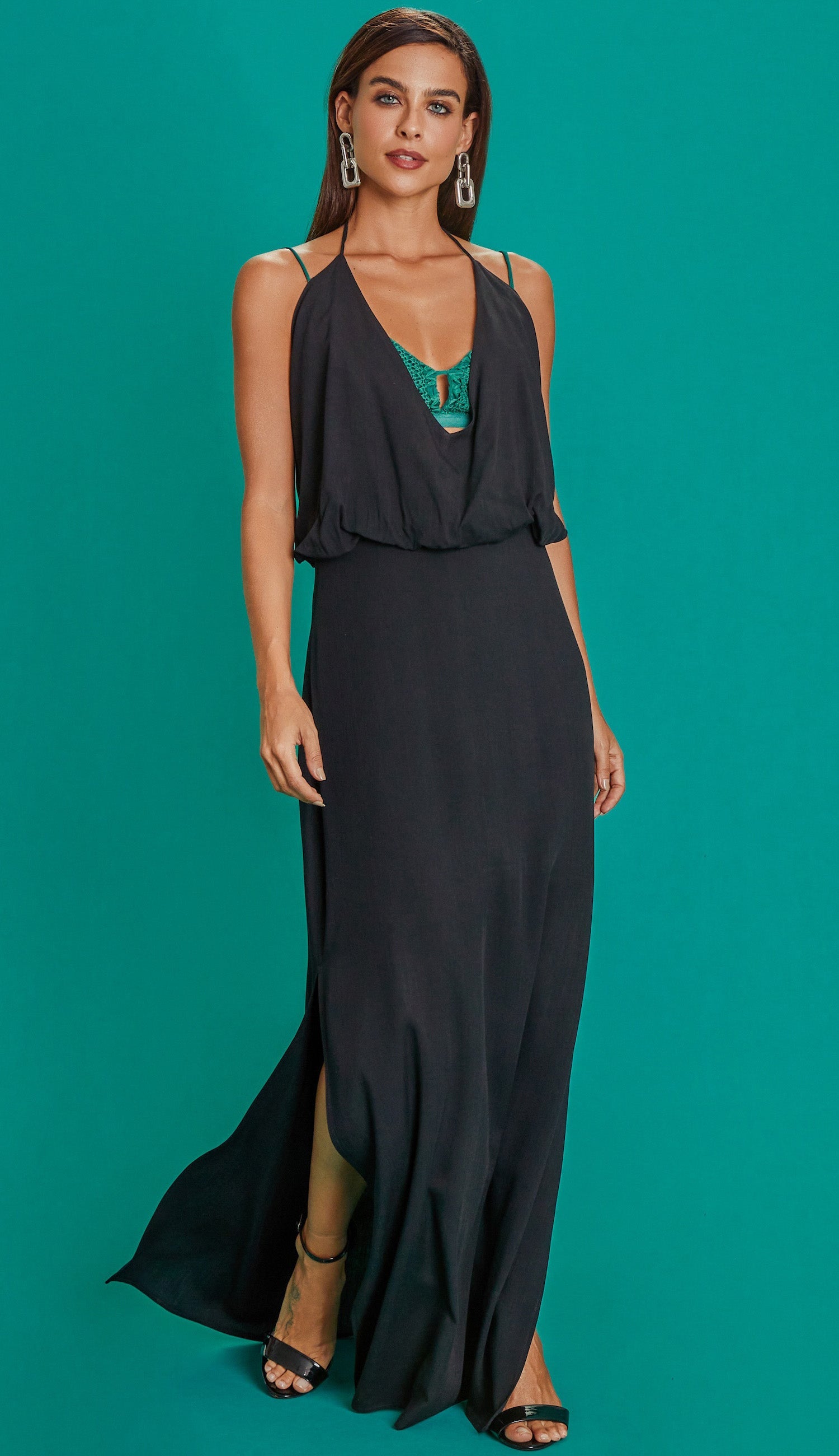 Vestido Manu Preto/verde