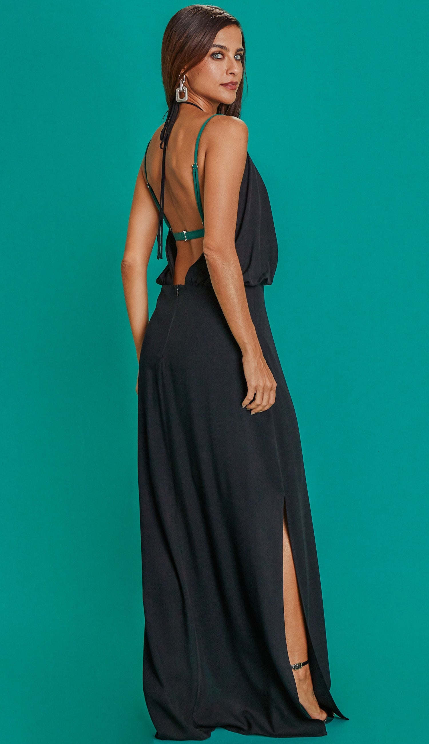 Vestido Manu Preto/verde