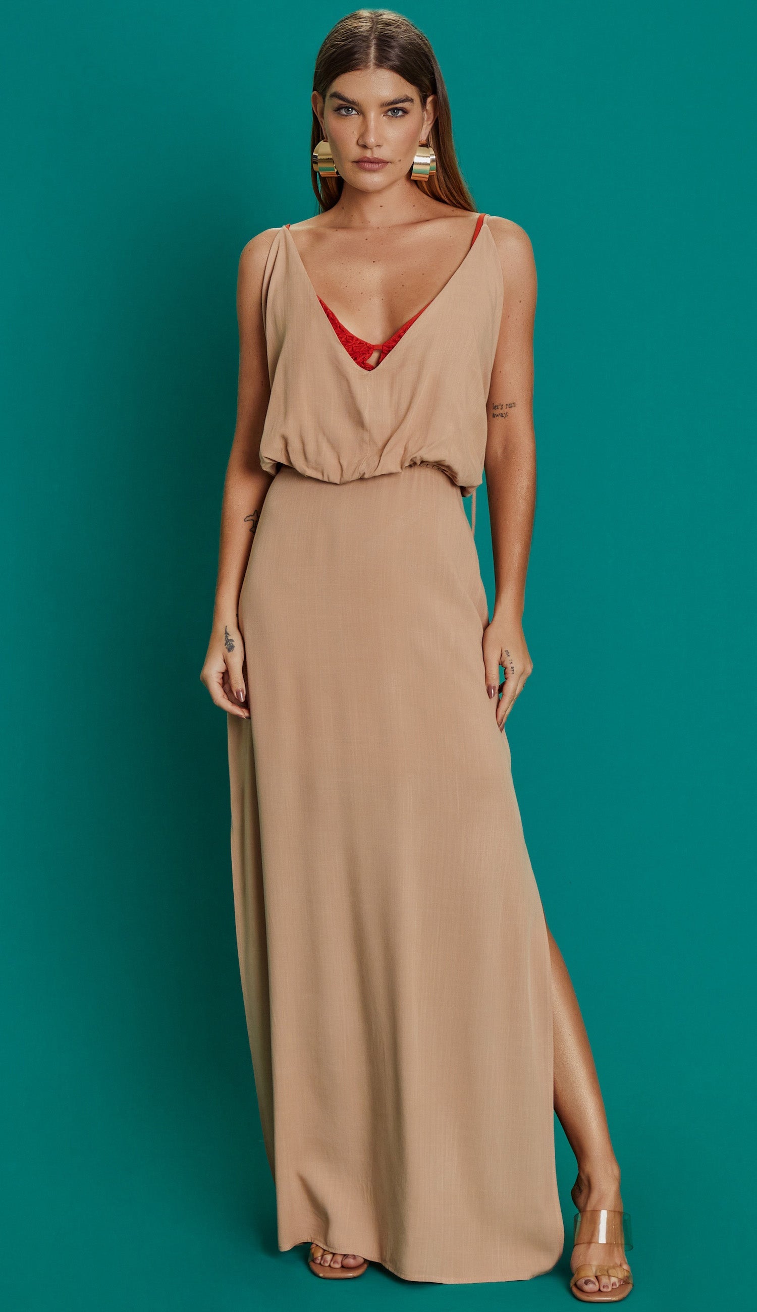 Vestido Manu Natural/laranja