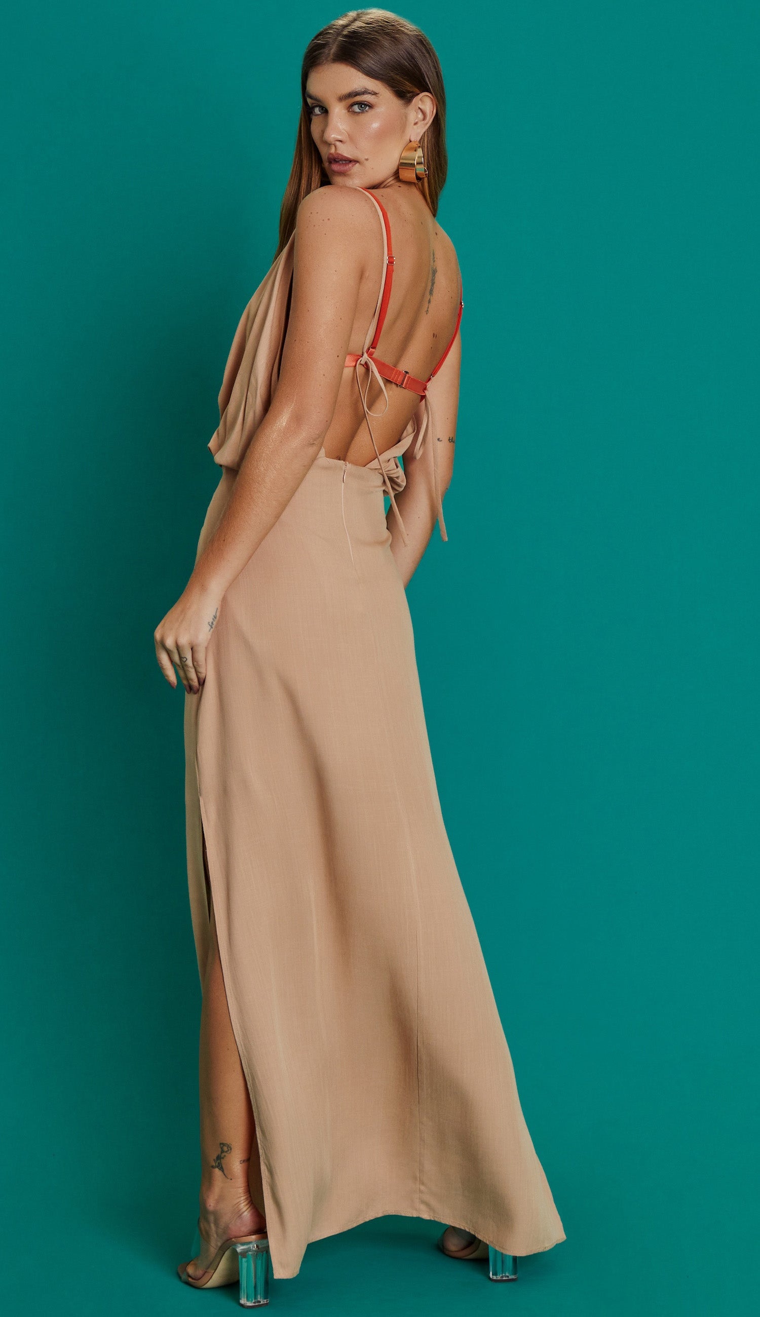 Vestido Manu Natural/laranja