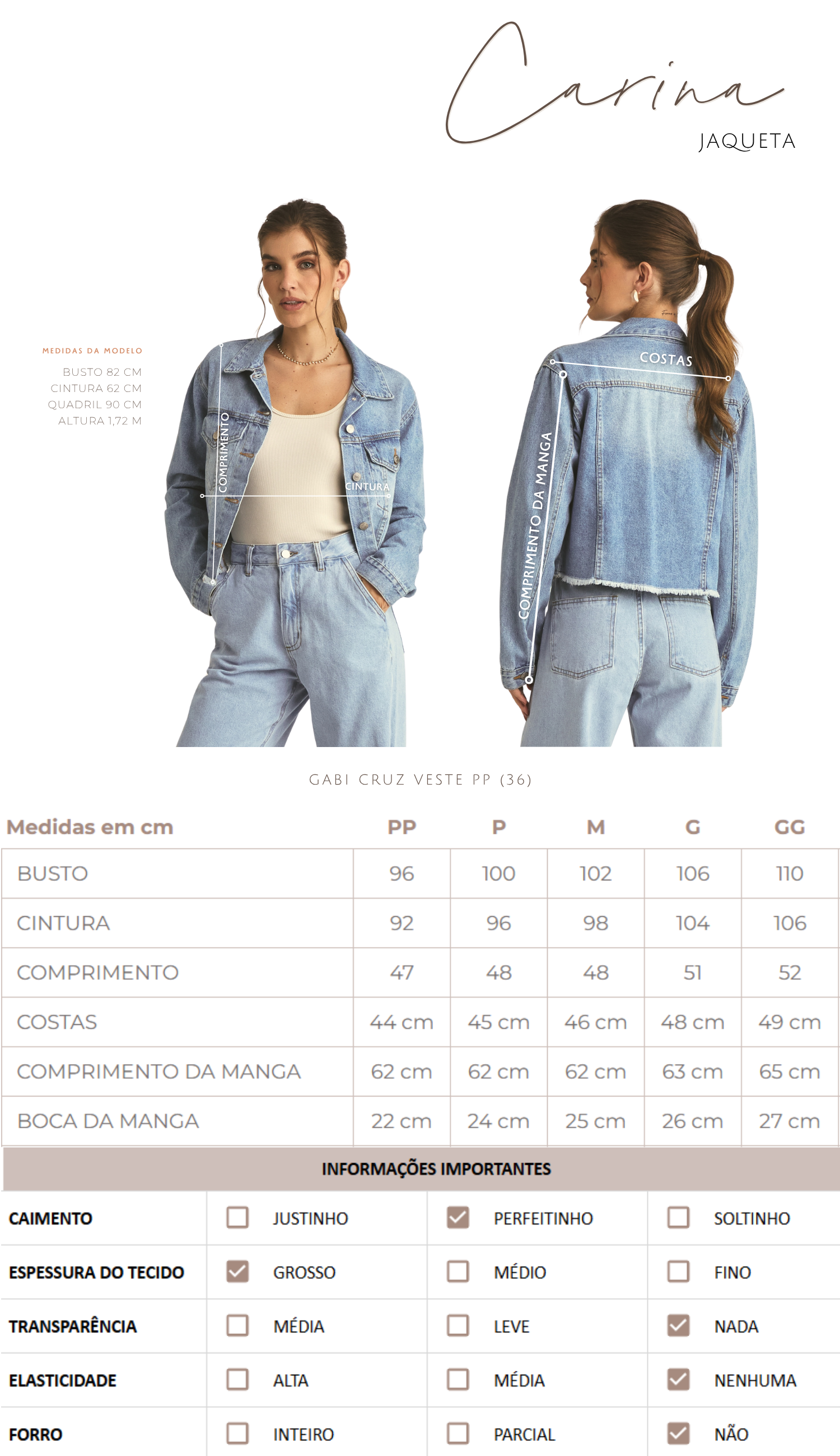 Jaqueta Carina Jeans Claro