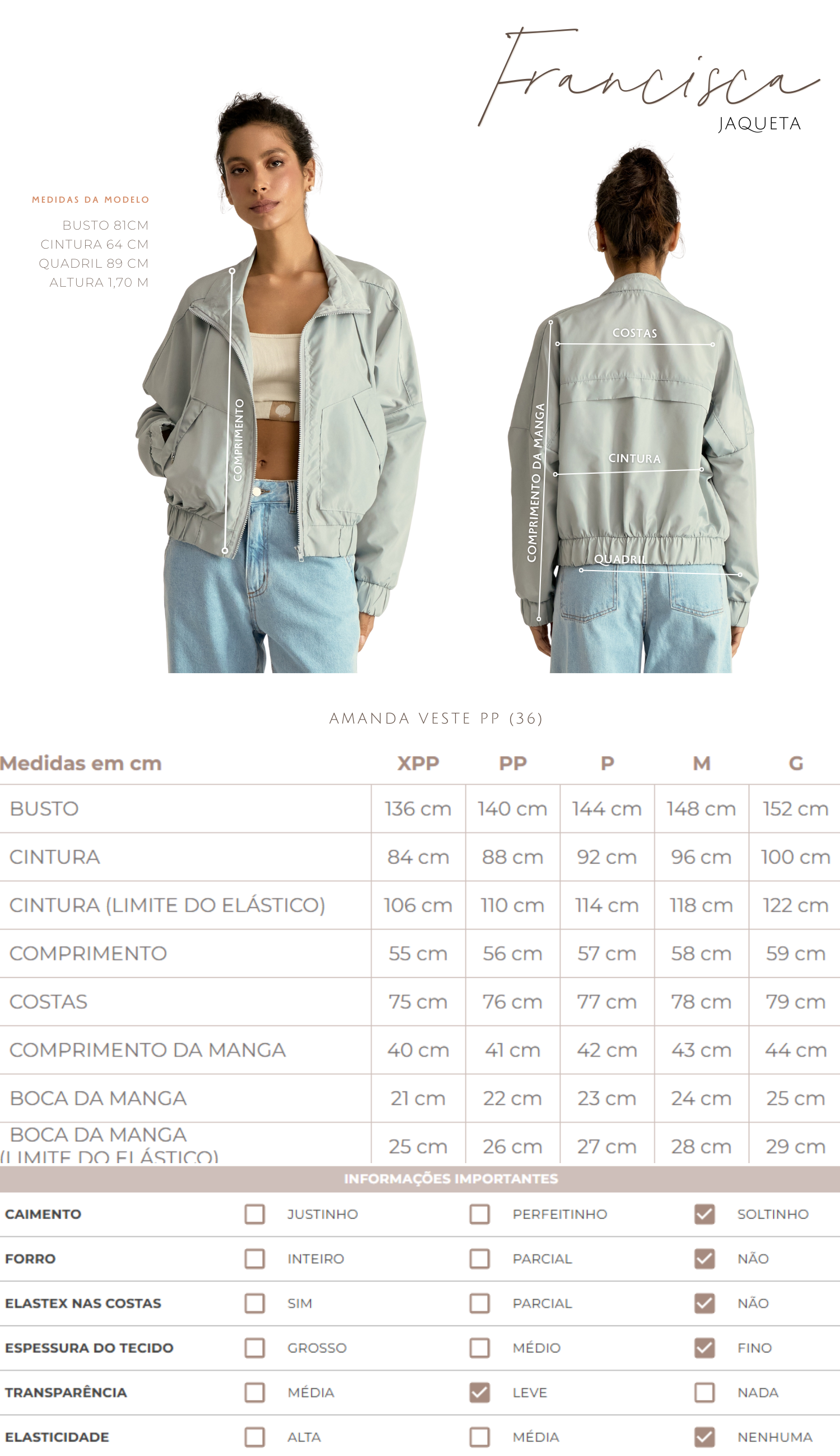 Casaco Francisca Acqua