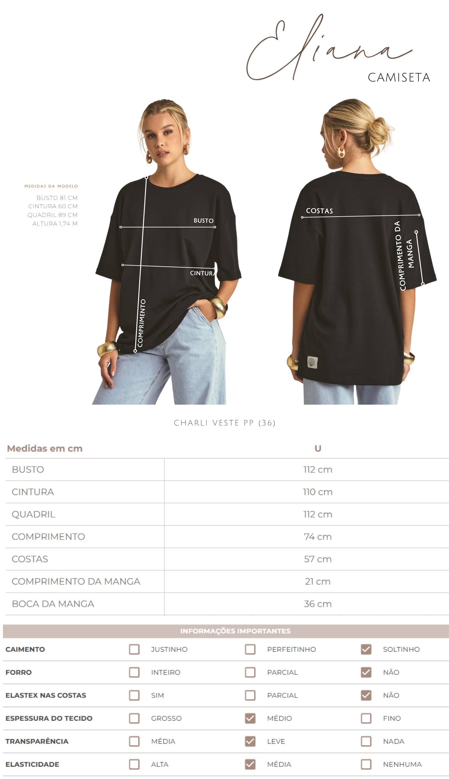 Camiseta Algodão Egípcio Eliana Preto